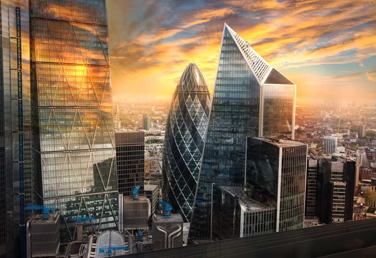 Skyscrapers and office buildings in the City of London
